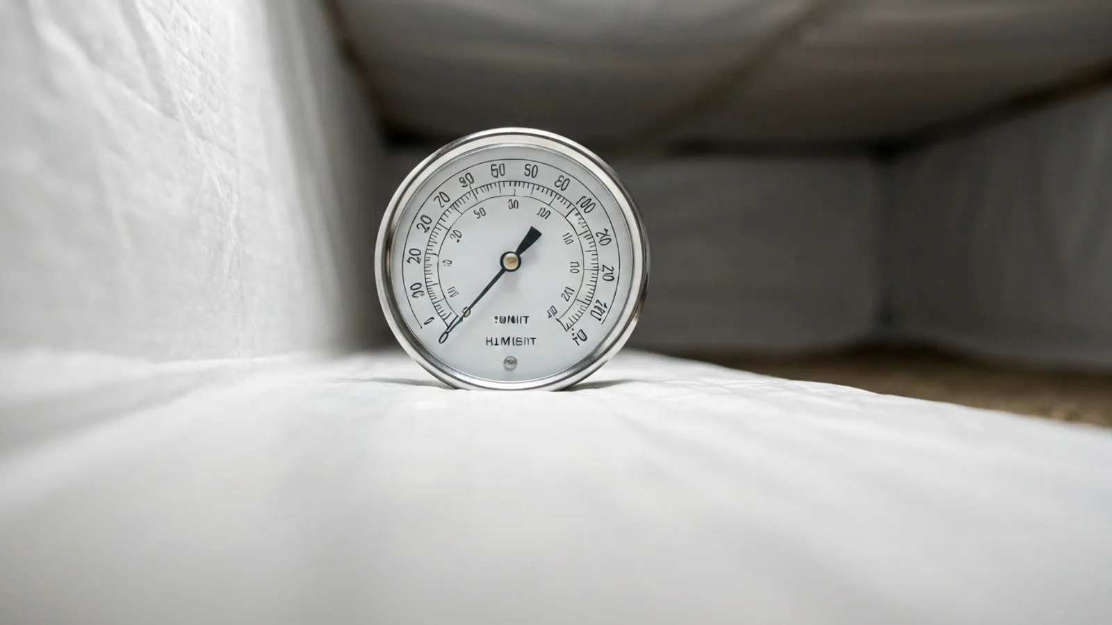 Humidity gauge reading in an encapsulated crawl space with a white vapor barrier